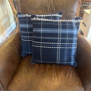 Navy Blue Plaid Throw Pillows set of 2 18”